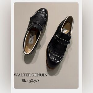 Walter Genuin Black Leather Golf Loafers Size 39.5/8 Excellent! #Golf #lovegolf